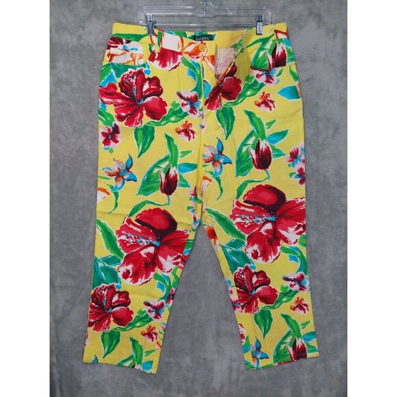 Lauren Ralph Lauren Pants - Ralph Lauren Pants Womens 14W Linen Cottagecore Floral Tropical Coastal Beachy